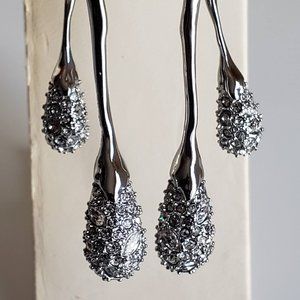 Alexis Bittar Solanales Crystal Double Drop Earrings - Silver